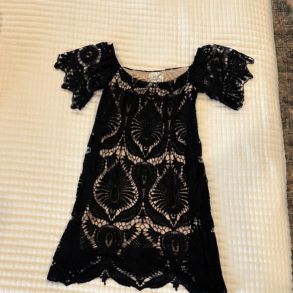 Free People Black Lace Mini Dress